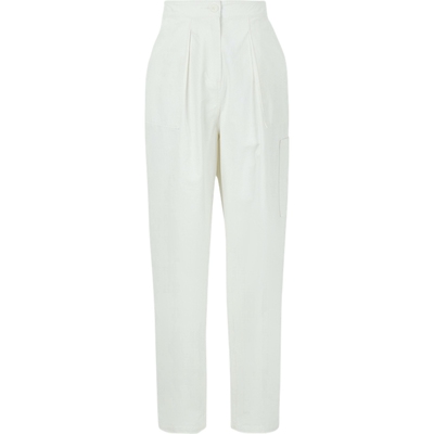 The Range 女白色棉质斜纹布直筒裤