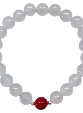 天然白玛瑙朱砂手串手链