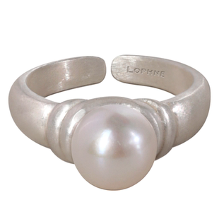 LOPHNE 天然淡水珍珠唇边戒指 纯银中古风复古手工轻奢开口可调节