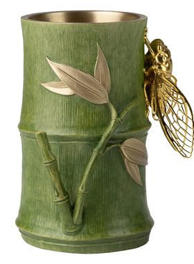 铜师傅铜摆件《知足常乐笔筒》