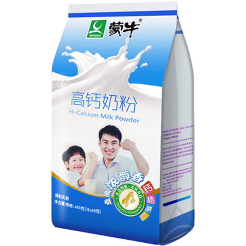 蒙牛高钙奶粉400g袋装全家营养补钙学生早餐成人儿童牛奶粉小条装
