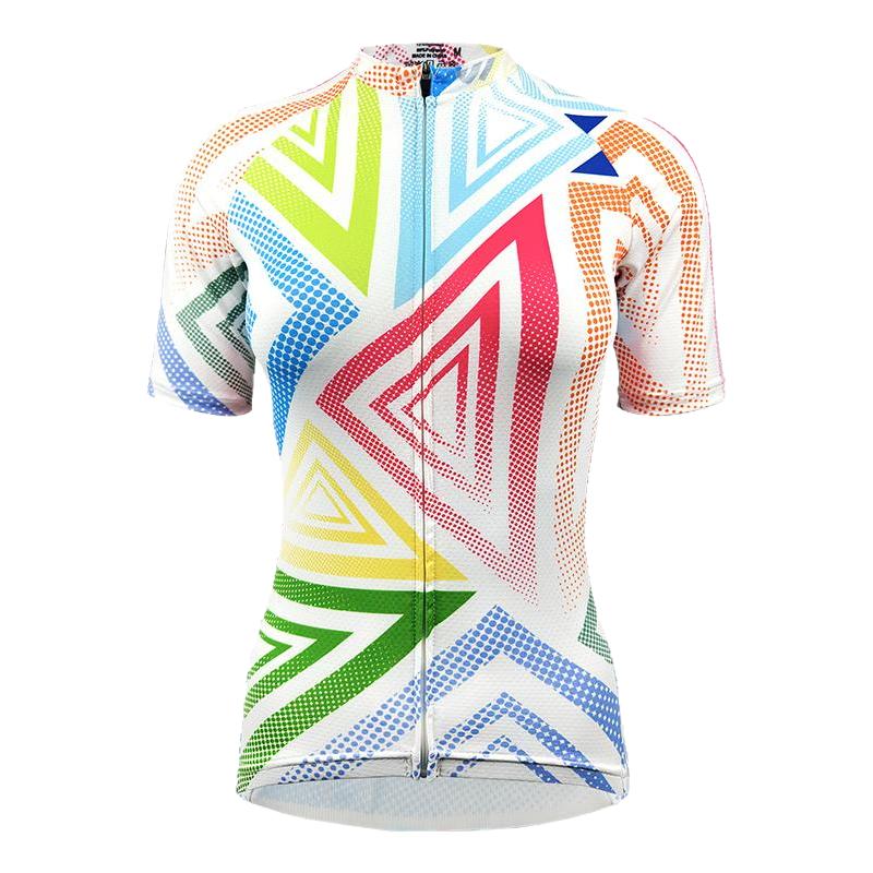 Wulibike女士花色夏季骑行服短袖透气快干防晒上衣山地公路自行车