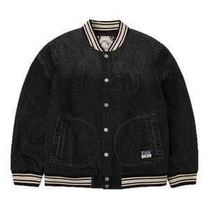 EVISU福神 2025秋季新品男士商标刺绣棒球服无领休闲通勤牛仔夹克