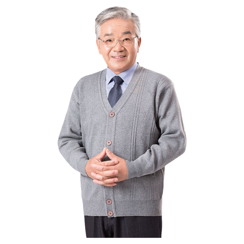 宽松开衫爷爷装爸爸春秋老人毛衣