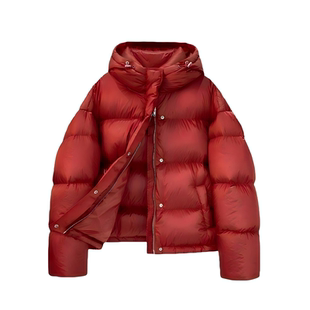 新年红色羽绒服女2025新款短款连帽加厚宽松巨好看面包服保暖外套