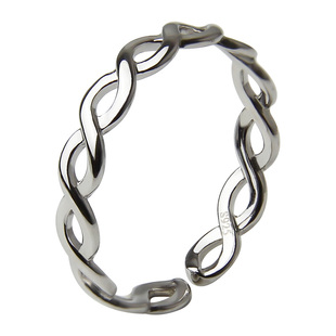 JUTIAN 简约交织麻花纯银戒指女ins潮开口尾戒小指个性叠戴细指环