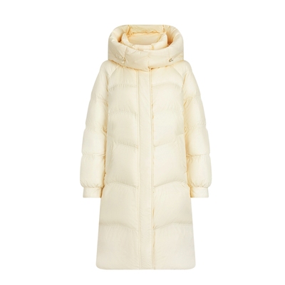 秋水伊人白色立领长款羽绒服女