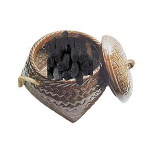 圆形陶罐木碳篮子厨房储物罐密封瓶仿古装食物瓷器手提炭钵新品