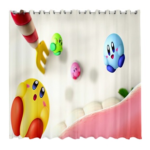 星之卡比窗帘遮光儿童房卡通女生公主风卧室粉色飘窗背景布免打孔