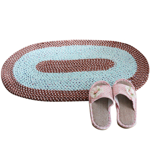 雅垫勤发地毯环保加厚棉线椭圆形编织吸水卫生间浴室卧室入户地垫