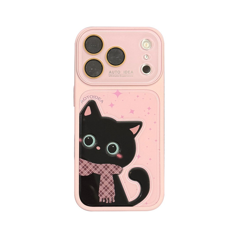 ins星星小黑猫适用苹果18Pro手机壳iPhone17Promax新款仿原肤感水晶渐变13/14高级感16Pro情侣款16plus保护套