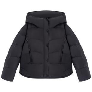 【商场同款】阿依莲连帽短款羽绒服女25冬季新款白鸭绒保暖外套