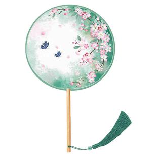 团扇舞蹈专用扇子古风儿童汉服唐服旗袍古装拍摄小圆扇宫扇仕女扇