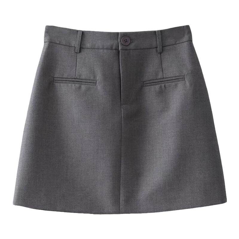 短裙a型通勤西装面料短裙