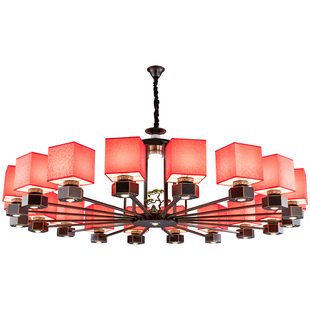 中式餐厅包房吊灯红色洒楼宴会大厅酒店包间包厢火锅店吊灯带射灯