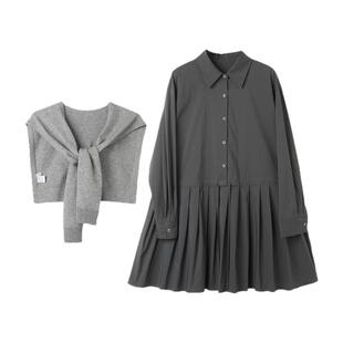 西町村屋文艺衬衣连衣裙女装春季新款休闲百搭长袖裙子XHAA10534