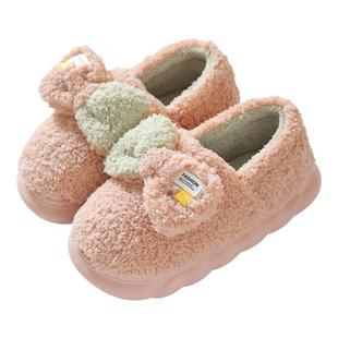 棉拖鞋女包跟厚底室内高跟时尚蝴蝶结拖鞋冬居家保暖月子棉鞋防滑