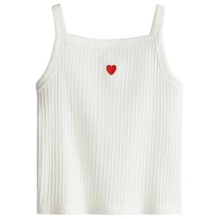 HM童装儿童女童背心春季无领印花洋气刺绣吊带衫1282319