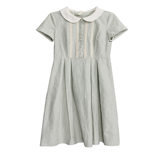 小香风休闲连衣裙温柔风夏季新款2026爆款娃娃领小个子收腰长裙子