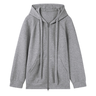 秋水伊人宽松卫衣外套女2026春季新款慵懒休闲长袖灰色格蕾系上衣