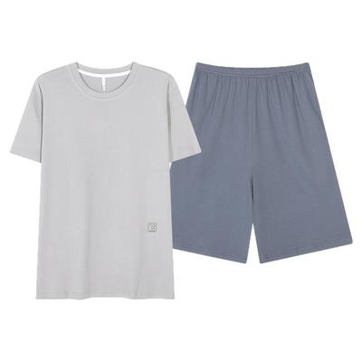 猫人夏季纯棉薄款男士睡衣套装