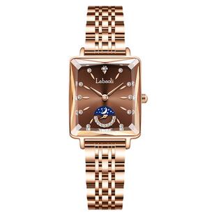 全新未使用  轻奢时尚气质女表优雅方形女士腕表镶钻日月星辰款