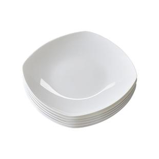 纯白盘子10只装骨瓷盘家用菜盘陶瓷碟子早餐盘四方形牛排盘子平盘