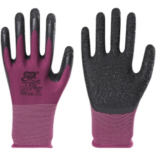 包邮创信L628手套劳保耐磨王工作干活带胶皮防滑加厚皱纹浸挂橡胶