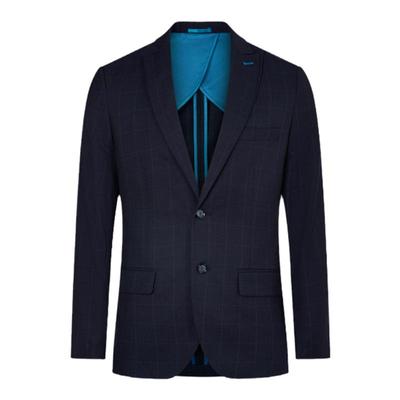 G2000男装格子时尚剪裁商场同款印花里布舒适弹性正装西装外套男