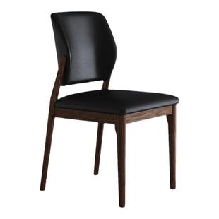 餐椅家用实木椅子书桌椅黑色高级感轻奢黑胡桃木色白蜡木靠背椅子