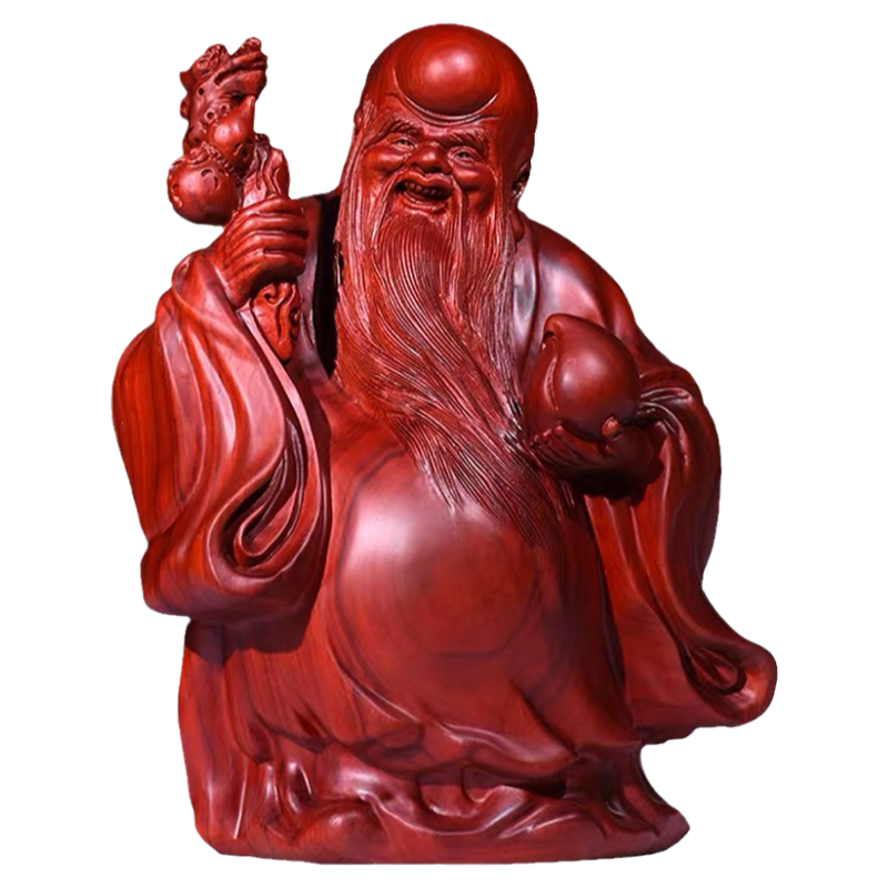 玄关红木木雕祝福摆件实木质寿星