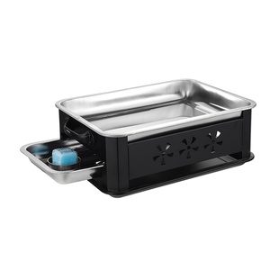 加厚黑钢商用餐厅烤鱼炉不锈钢不粘烤鱼盘碳烤炉木炭长方形酒精炉