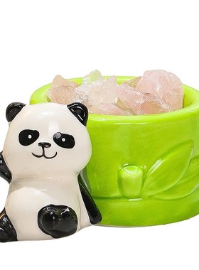 陶瓷熊猫水晶扩香石香薰家居摆件