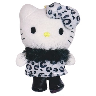 毛绒玩偶kt猫书包挂饰复古豹纹时髦围脖kitty包包挂件扣公仔礼物