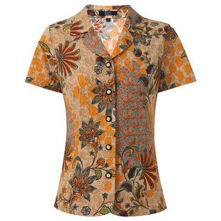 香沐兰「商场同款」洋气减龄2025新款中老年妈妈装女短袖印花衬衫