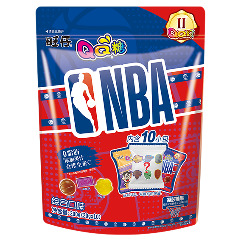 旺旺旺仔QQ糖NBA限定版糖果小朋友球迷礼物趣味造型零食礼物200g