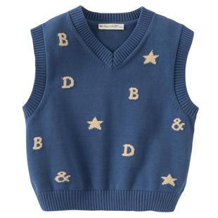 戴维贝拉儿童毛衣背心2026春装新款男童休闲纯棉坎肩针织马甲童装