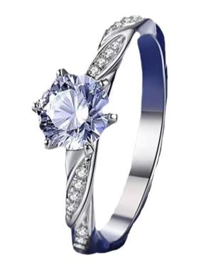 莫桑石六爪扭臂麻花戒指