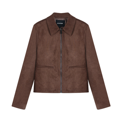 暮色晚风夹克麂皮绒面短款外套