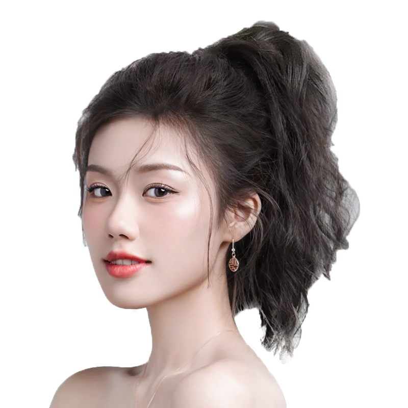 假发女马尾网红韩式抓夹梨花卷自然无痕仿真发短发高马尾麻花辫子