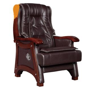 老板椅实木可躺四脚办公椅子固定脚牛皮家用商务电脑椅真皮大班椅