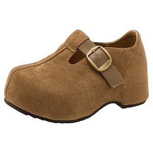 美拉德小个子内增高勃肯鞋2025新款秋冬季加绒厚底豆豆鞋小码女鞋