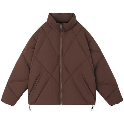 90%白鸭绒立领羽绒服菱形格外套