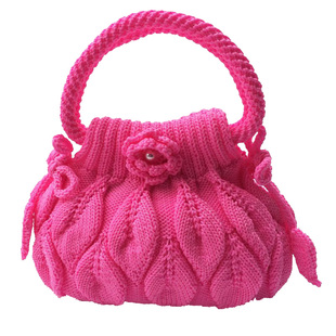空心线毛线针织女包 吉祥结叶子手提包  手工编织包 手钩包 妈妈