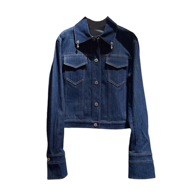 JR2026年春季深蓝棉翻领牛仔外套