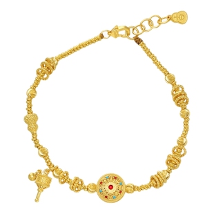 潮宏基臻金八宝罗盘黄金手链足金古法盘缠金女新中式新年礼物 卟