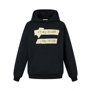 SYMOCOLOR 潮牌连帽卫衣女创意胶带印花套头外套2025春秋新款上衣
