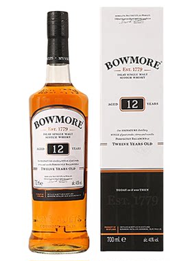波摩12年700ml单一麦芽威士忌 Bowmore 苏格兰艾雷岛进口洋酒正品
