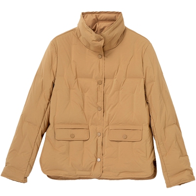 布景羽绒服女秋冬新品简约翻领立领设计直筒白鸭绒短款外套厚1027