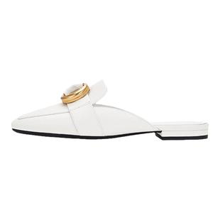 露娜女鞋SL春夏方头外穿穆勒鞋饰扣平底法式包头拖鞋女SL122060